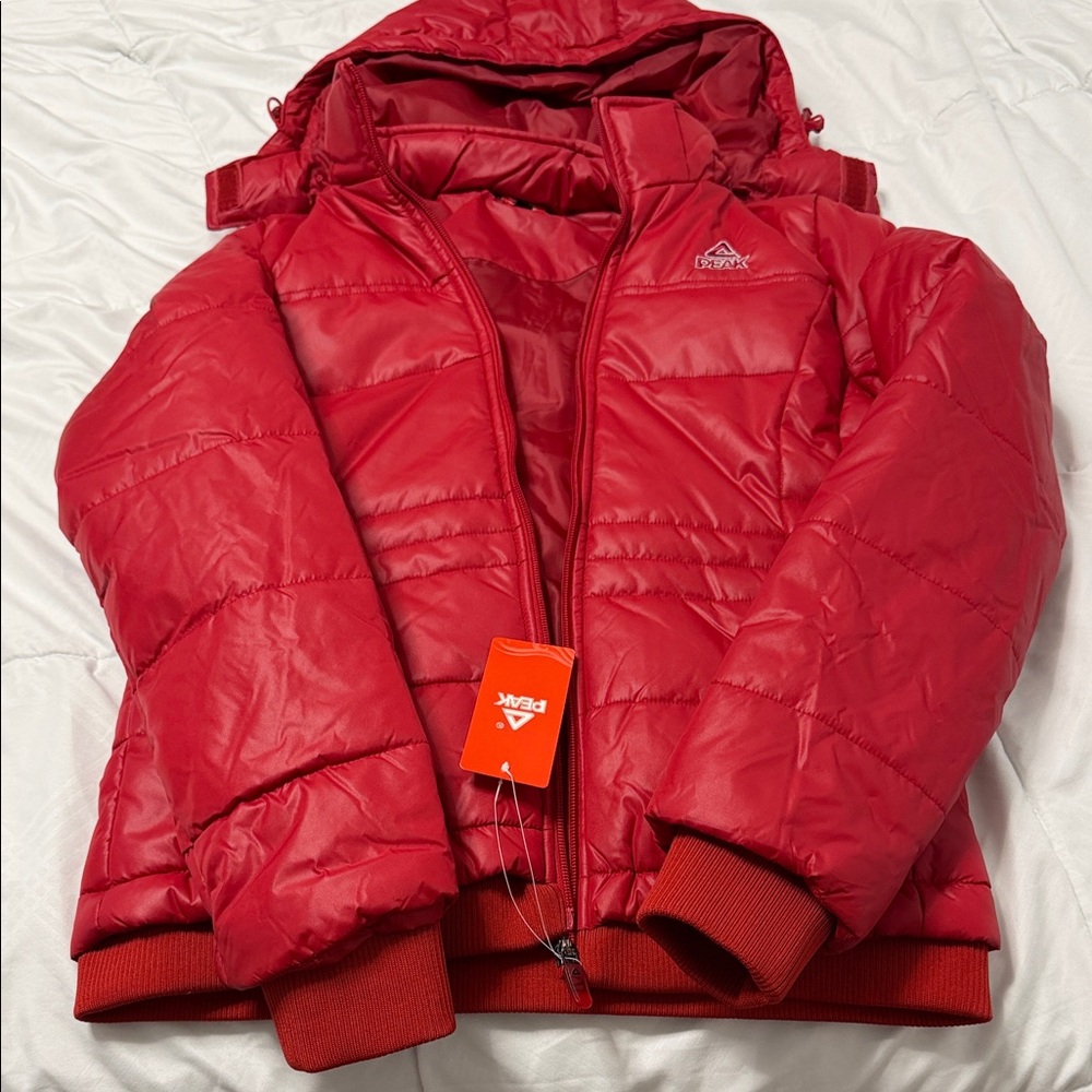 Kids unisex peak Red Puffer Jacket